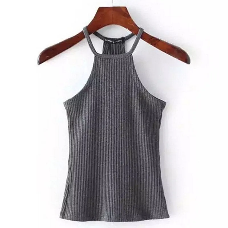 Amy Fashion - Casual Knit Basic Tank Top