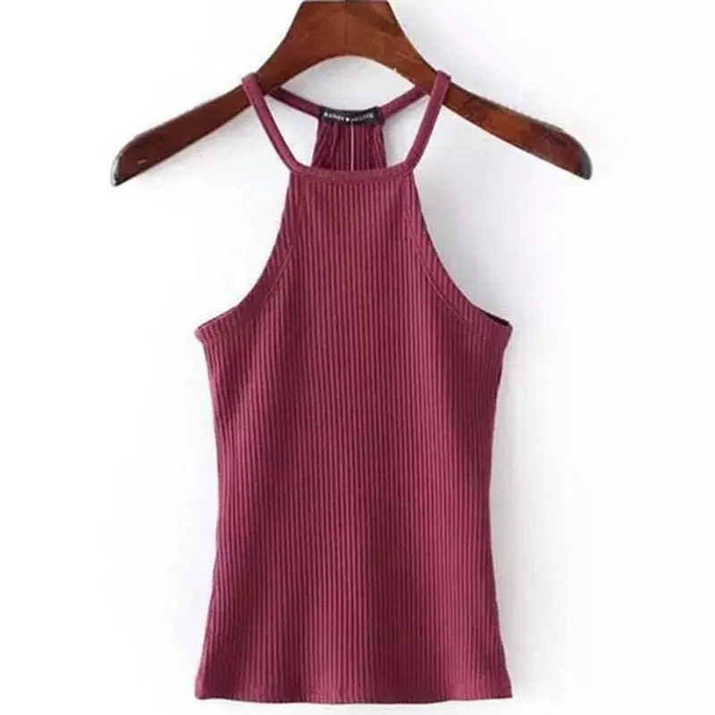 Amy Fashion - Casual Knit Basic Tank Top