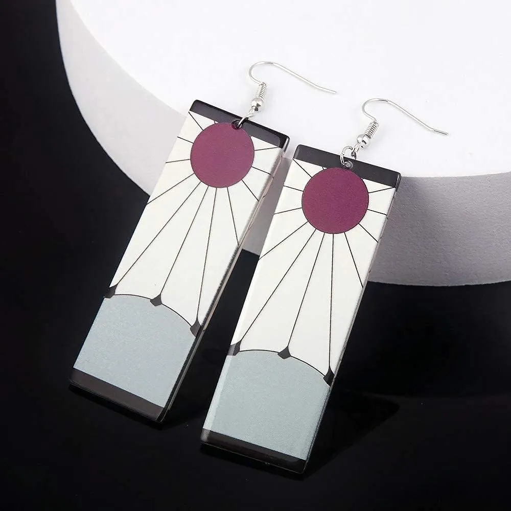 Anime Kamado Tanjiro Hanafuda Earrings - Kimetsu No Yaiba Hanafuda Earrings - Cosplay Accessories For Womens Girls