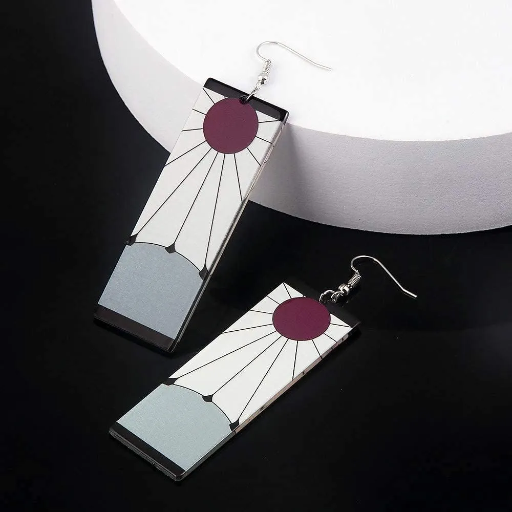 Anime Kamado Tanjiro Hanafuda Earrings - Kimetsu No Yaiba Hanafuda Earrings - Cosplay Accessories For Womens Girls