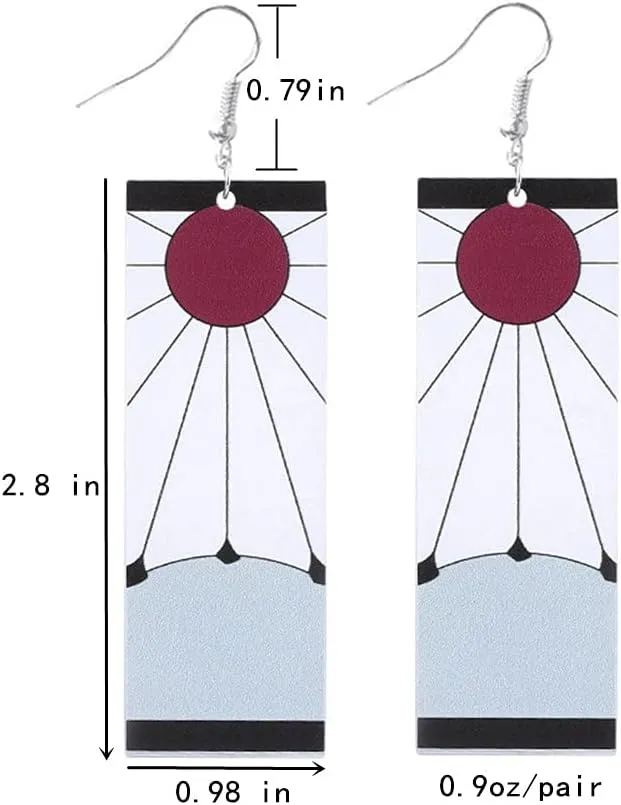 Anime Kamado Tanjiro Hanafuda Earrings - Kimetsu No Yaiba Hanafuda Earrings - Cosplay Accessories For Womens Girls
