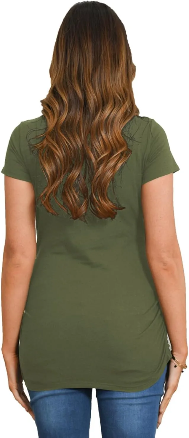 Bearsland Womens Maternity Tshirt 3 Packs Classic Side Ruched Tee Top Mama Pregnancy Clothes