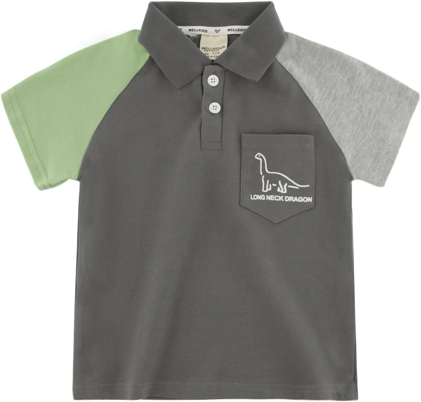 Boys Polo Shirt with Patchwork Style, Short Sleeve Uniform Shirts for Boys