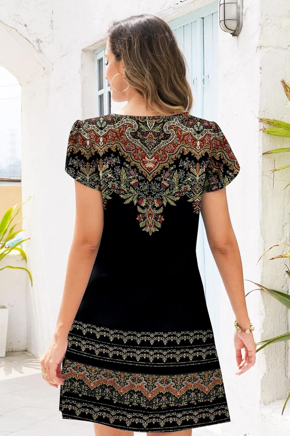 ETCYY Women's Casual T Shirt Dress Short Sleeve Summer Dresses 2025 Spring Clothes Boho Beach Vacation Sun Dress with Pockets