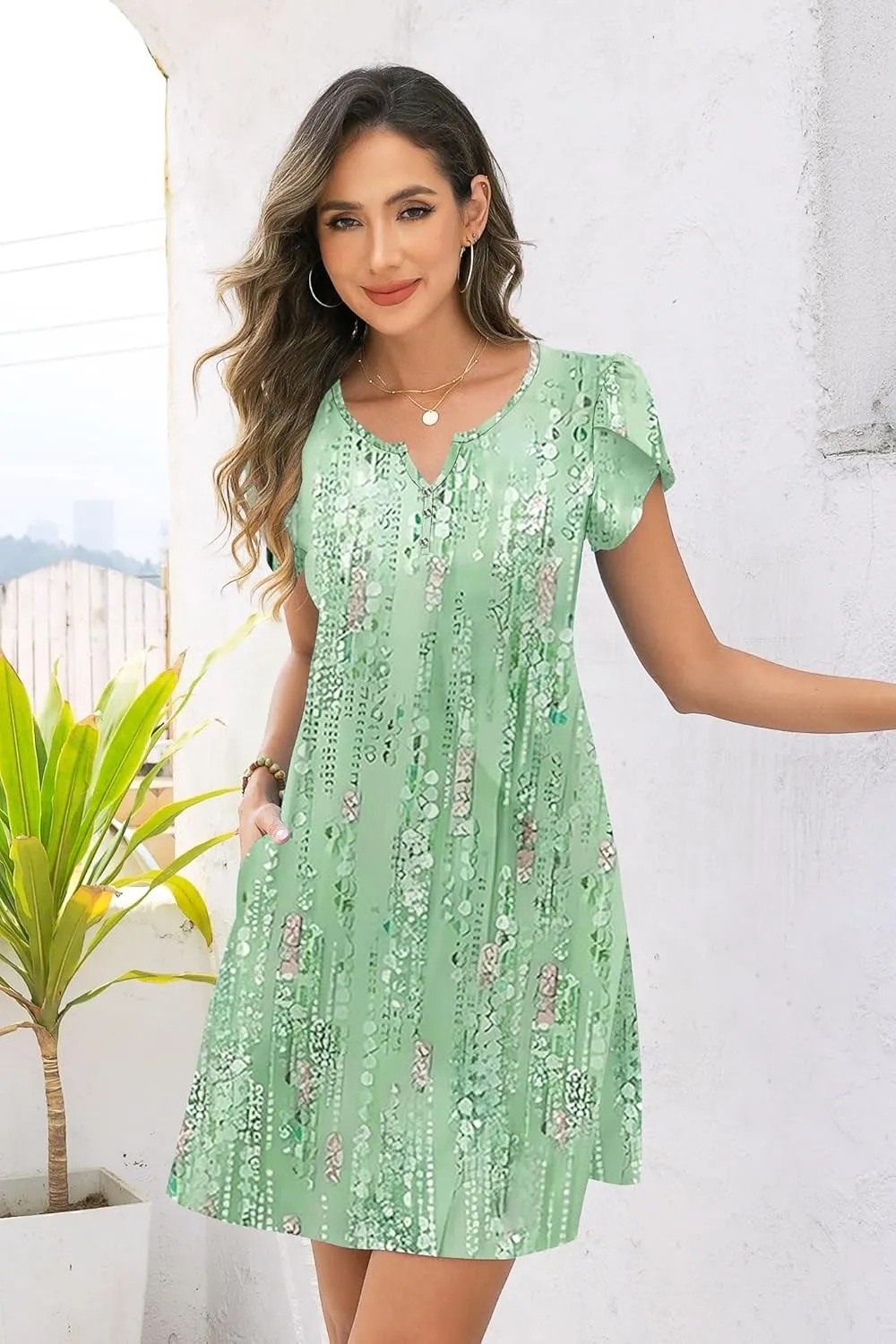 ETCYY Women's Casual T Shirt Dress Short Sleeve Summer Dresses 2025 Spring Clothes Boho Beach Vacation Sun Dress with Pockets