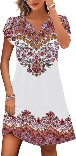 ETCYY Women's Casual T Shirt Dress Short Sleeve Summer Dresses 2025 Spring Clothes Boho Beach Vacation Sun Dress with Pockets