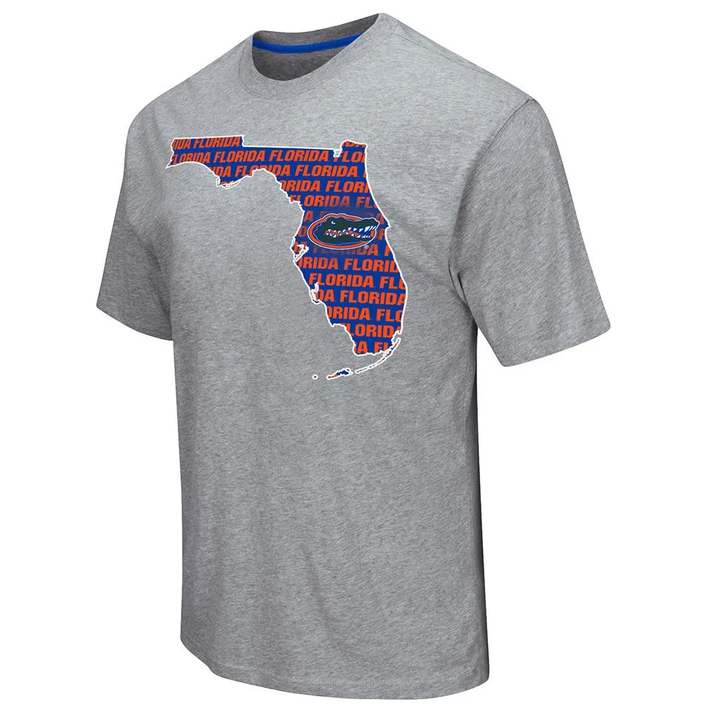 Florida Gators Colosseum Gray State Outline Short Sleeve Cotton T-Shirt