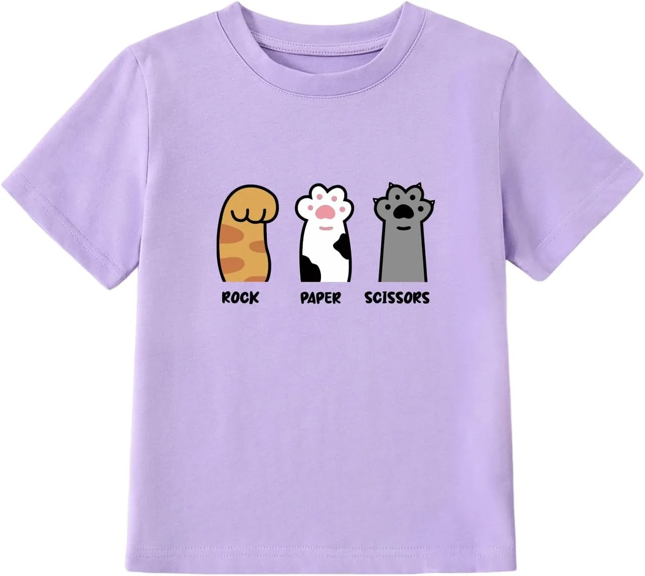 Girl's Rock Paper Scissors Cute Paw Funny Cat T-Shirt