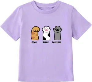 Girl's Rock Paper Scissors Cute Paw Funny Cat T-Shirt