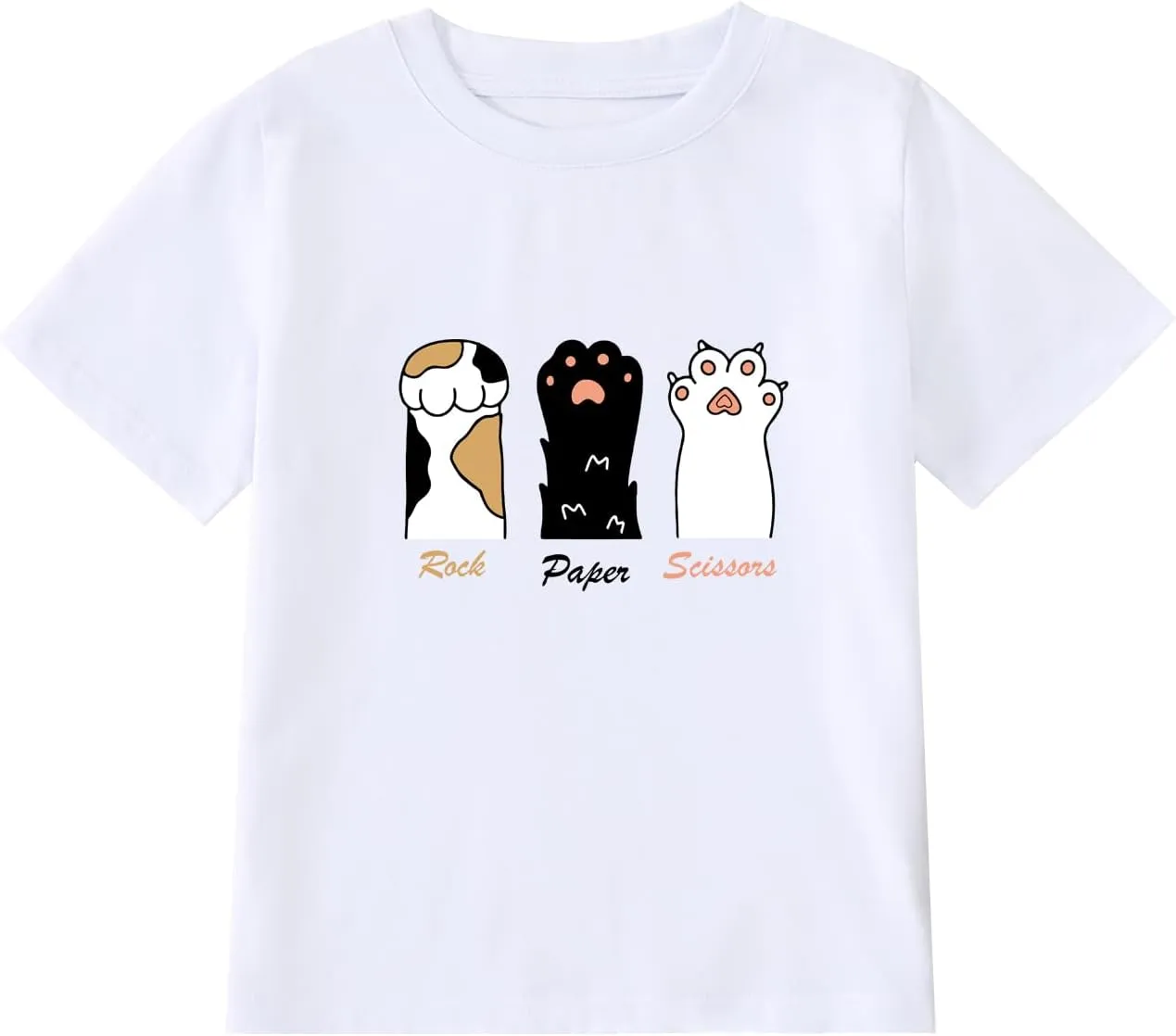 Girl's Rock Paper Scissors Cute Paw Funny Cat T-Shirt