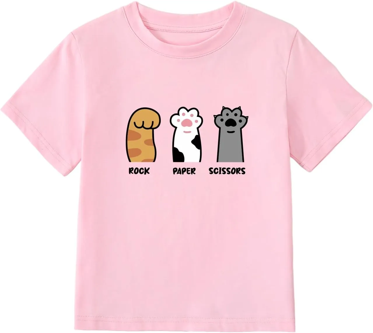 Girl's Rock Paper Scissors Cute Paw Funny Cat T-Shirt