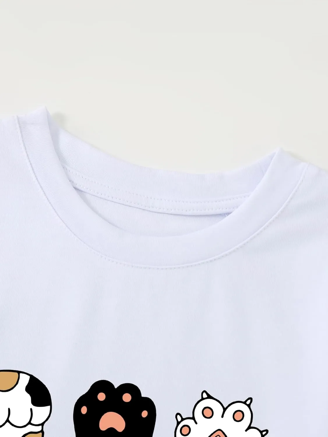 Girl's Rock Paper Scissors Cute Paw Funny Cat T-Shirt