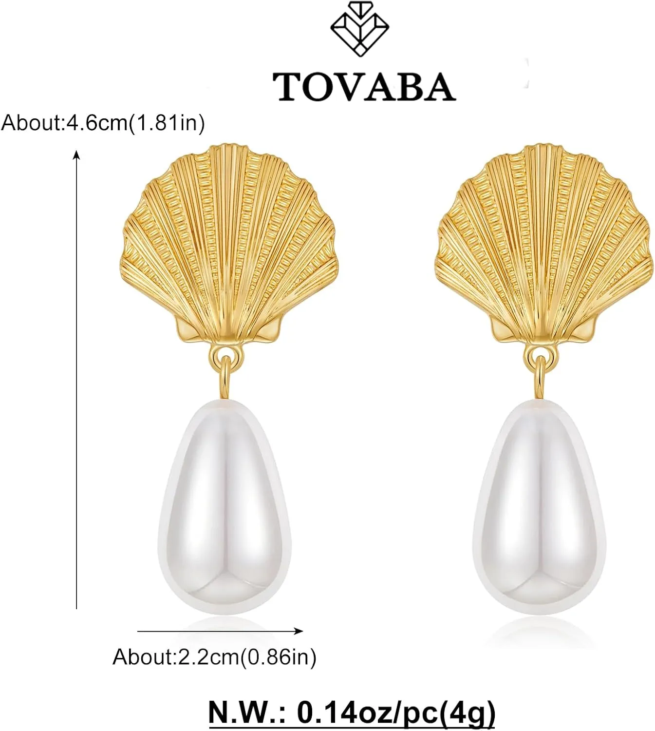 Gold Starfish Earrings for Women Beach Ocean Style Trendy Shell Dangle Earrings for Vacation Chunky Seashell Studs Hypoallergenic Statement Summer Jewelry