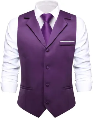 Hi-Tie Men's Suit Vest Business Casual Waistcoat with 3 Pockets for Wedding or Tuxedo Vest V-Neck
