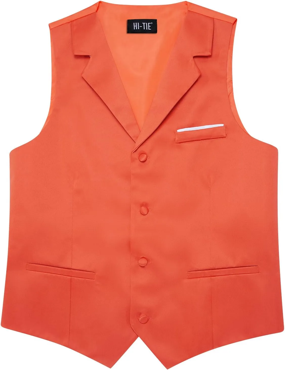 Hi-Tie Men's Suit Vest Business Casual Waistcoat with 3 Pockets for Wedding or Tuxedo Vest V-Neck