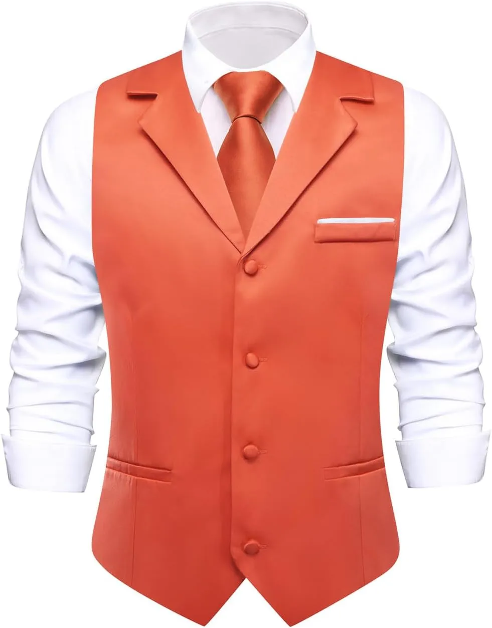 Hi-Tie Men's Suit Vest Business Casual Waistcoat with 3 Pockets for Wedding or Tuxedo Vest V-Neck