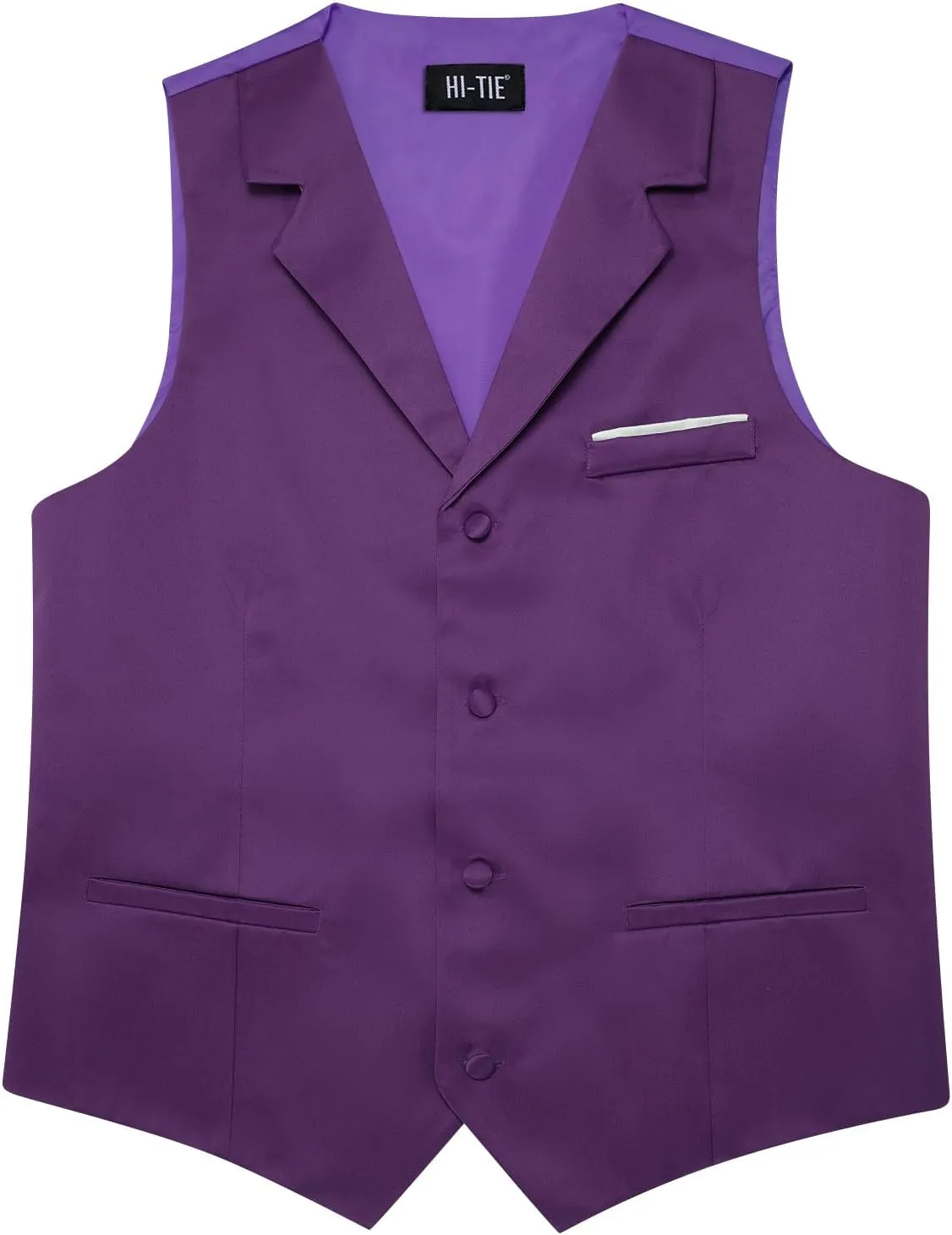 Hi-Tie Men's Suit Vest Business Casual Waistcoat with 3 Pockets for Wedding or Tuxedo Vest V-Neck