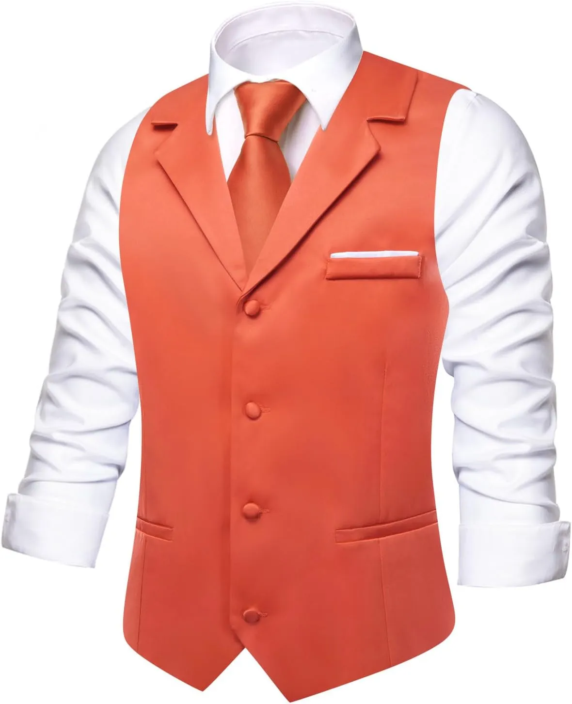 Hi-Tie Men's Suit Vest Business Casual Waistcoat with 3 Pockets for Wedding or Tuxedo Vest V-Neck