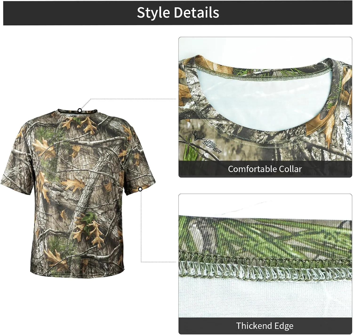 LOOGU Mens Camo Shirts, Camouflage T Shirt Hunting, Performance Shirts Crewneck Short Sleeve Tee for Men
