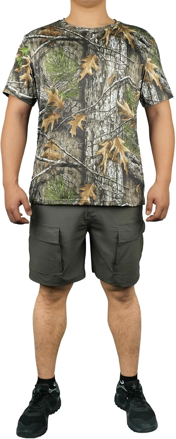 LOOGU Mens Camo Shirts, Camouflage T Shirt Hunting, Performance Shirts Crewneck Short Sleeve Tee for Men