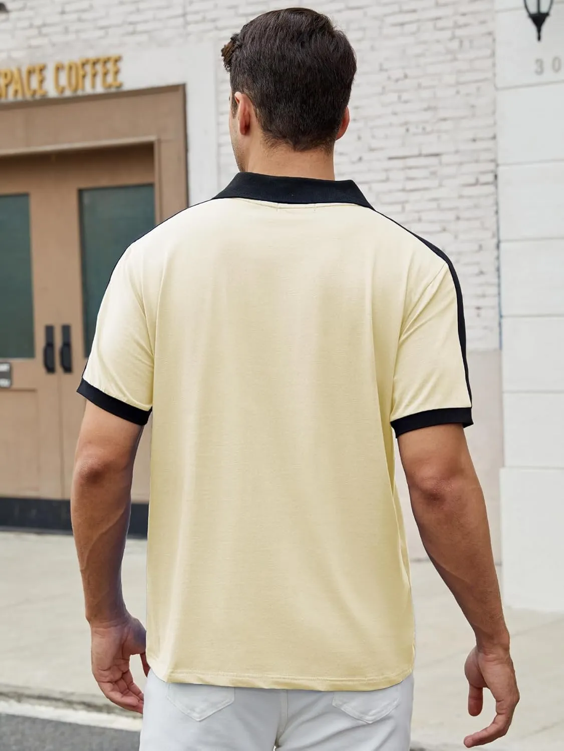 Men's Casual Polo Shirts Short Sleeve Classic Button Shirt Fashion Cotton Golf Tops with Pocket