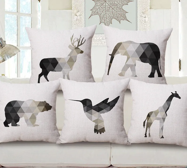 Monochrome Geometric Animal Pillow Cases