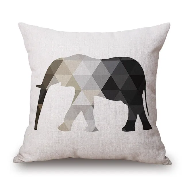 Monochrome Geometric Animal Pillow Cases