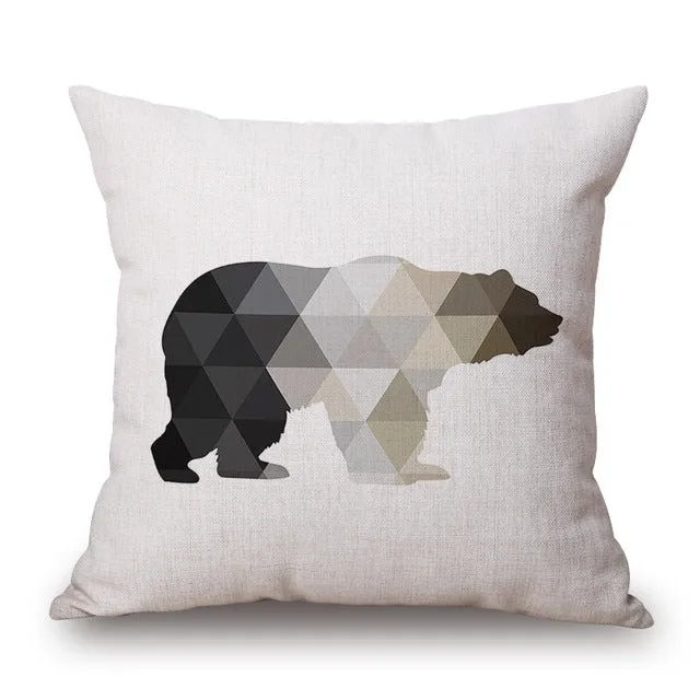 Monochrome Geometric Animal Pillow Cases