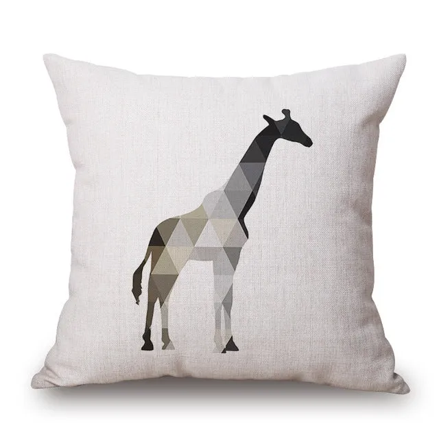 Monochrome Geometric Animal Pillow Cases