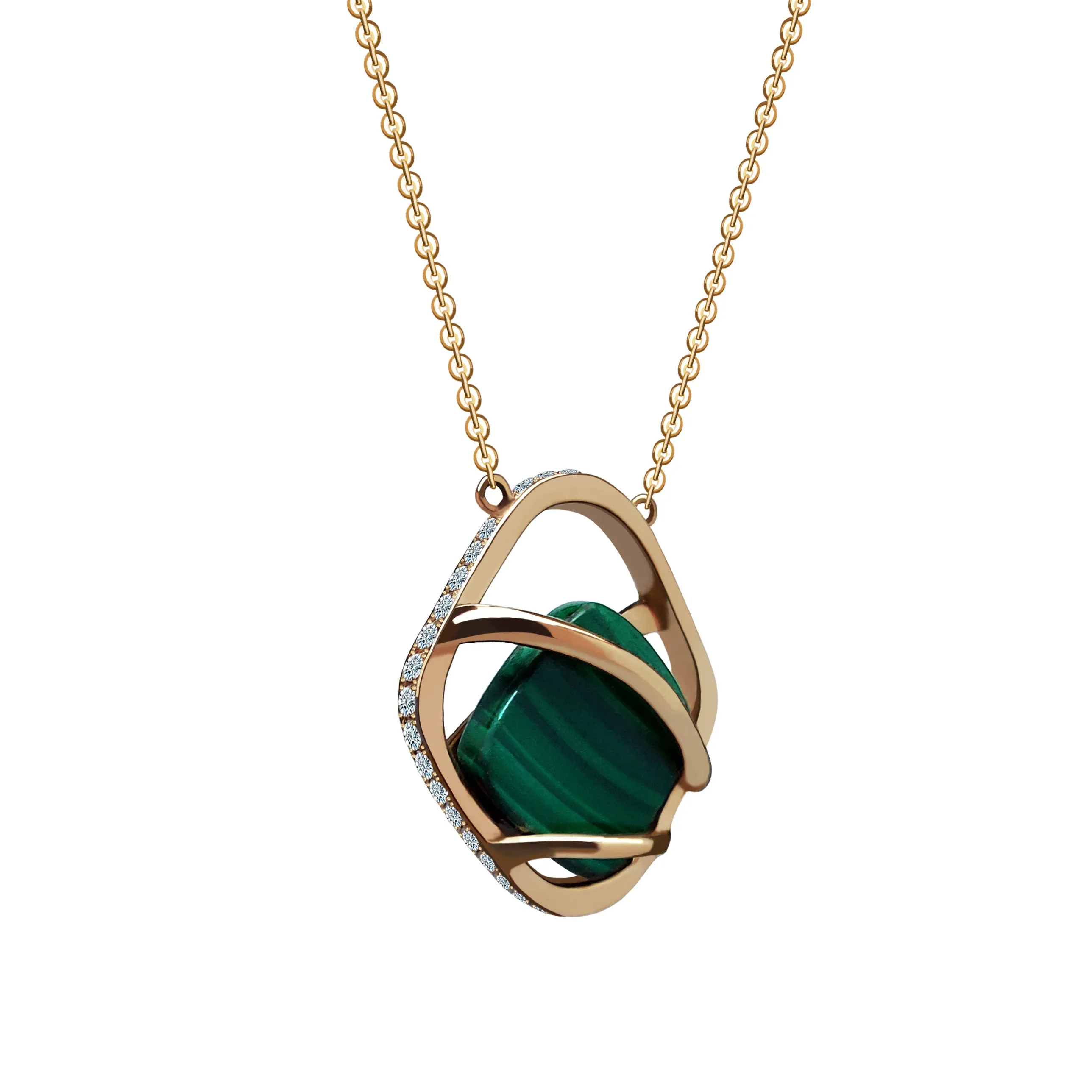 PICS by Catherine Siu -  Orient Malachite and Diamond Pendant