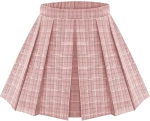 RITERA Plus Size Basic Versatile Stretchy Elastic Waist Flared Casual Mini Skater Skirt/Pleated Plaid Skirt for Women XL-5XL