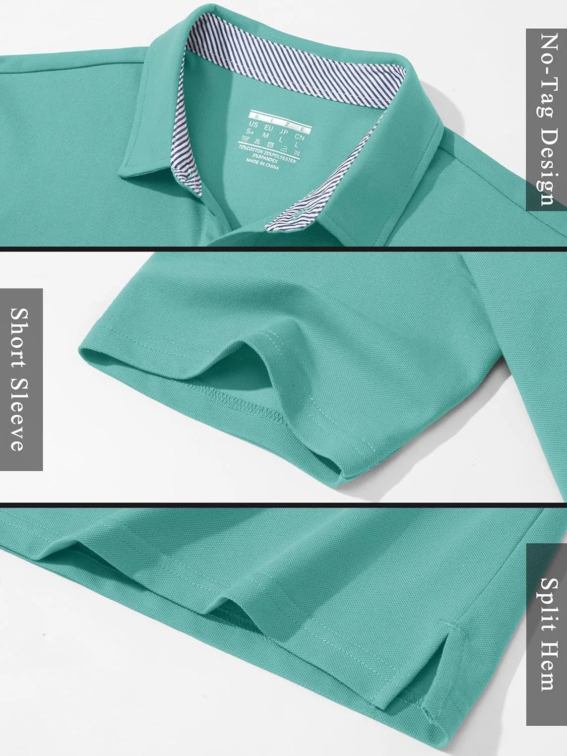 TACVASEN Men's Polo Shirts Short Sleeve Casual Cotton Pique 3 Buttons T-Shirts Classic Fit Golf Polo Shirts