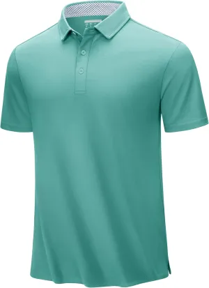 TACVASEN Men's Polo Shirts Short Sleeve Casual Cotton Pique 3 Buttons T-Shirts Classic Fit Golf Polo Shirts