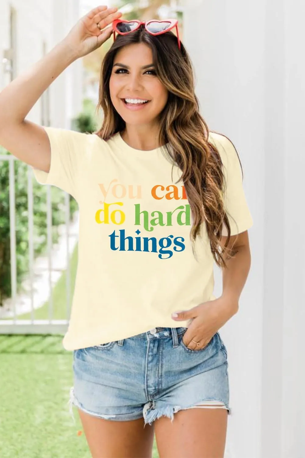 VILOVE Teacher Inspirational T-Shirt Women You Can Do Hard Things Letter Printed Shirts Back to School Encouraging Faith Top