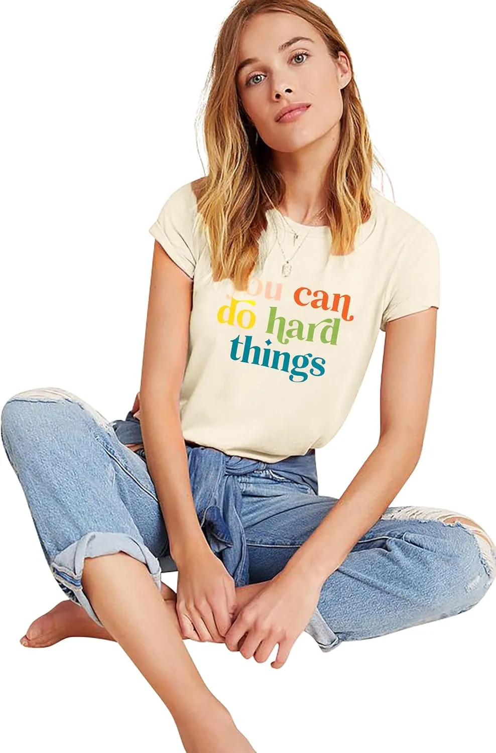 VILOVE Teacher Inspirational T-Shirt Women You Can Do Hard Things Letter Printed Shirts Back to School Encouraging Faith Top
