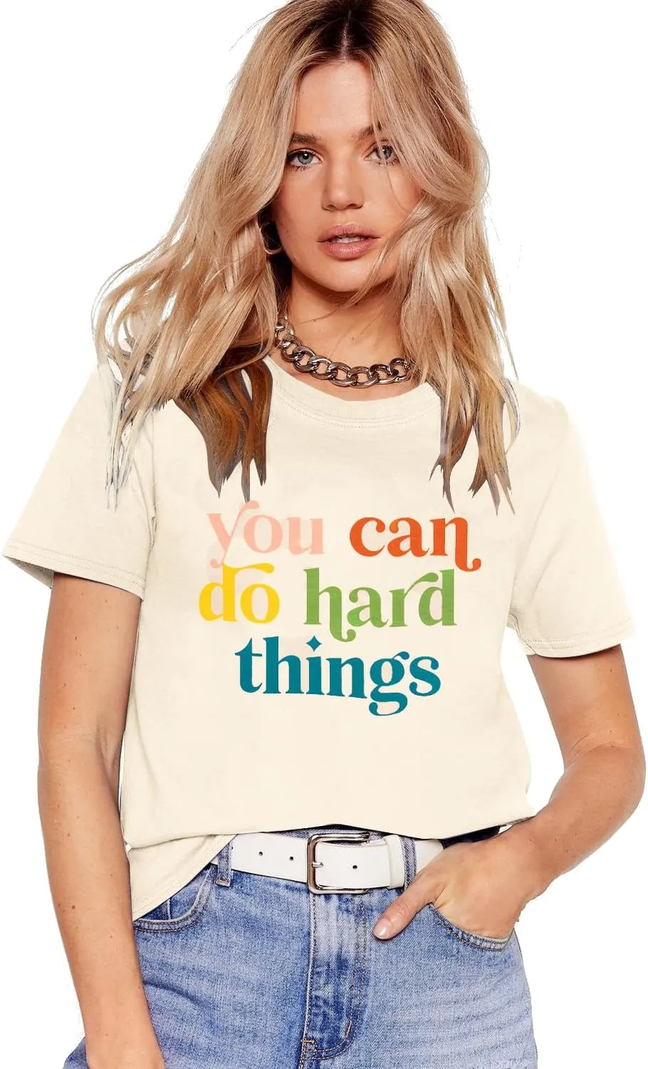 VILOVE Teacher Inspirational T-Shirt Women You Can Do Hard Things Letter Printed Shirts Back to School Encouraging Faith Top