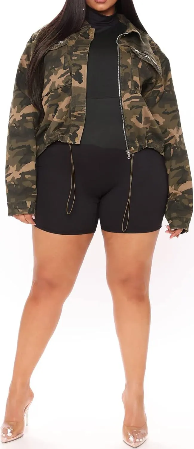 VisiChenup Camo Jacket for Women Lightweight Casual Long Sleeves Camouflage Coat with Pocket