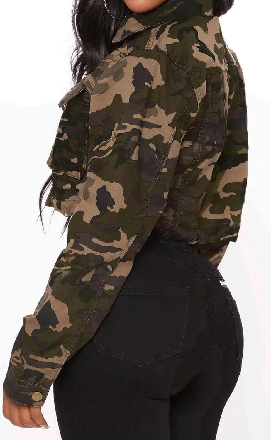 VisiChenup Camo Jacket for Women Lightweight Casual Long Sleeves Camouflage Coat with Pocket