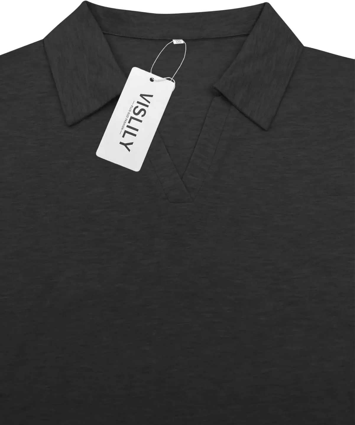 VISLILY Plus-Size-Summer-Tops for Women Collared V Neck Polo Shirts Flowy Tunics Trendy Short Sleeve Blouses 1X-5X