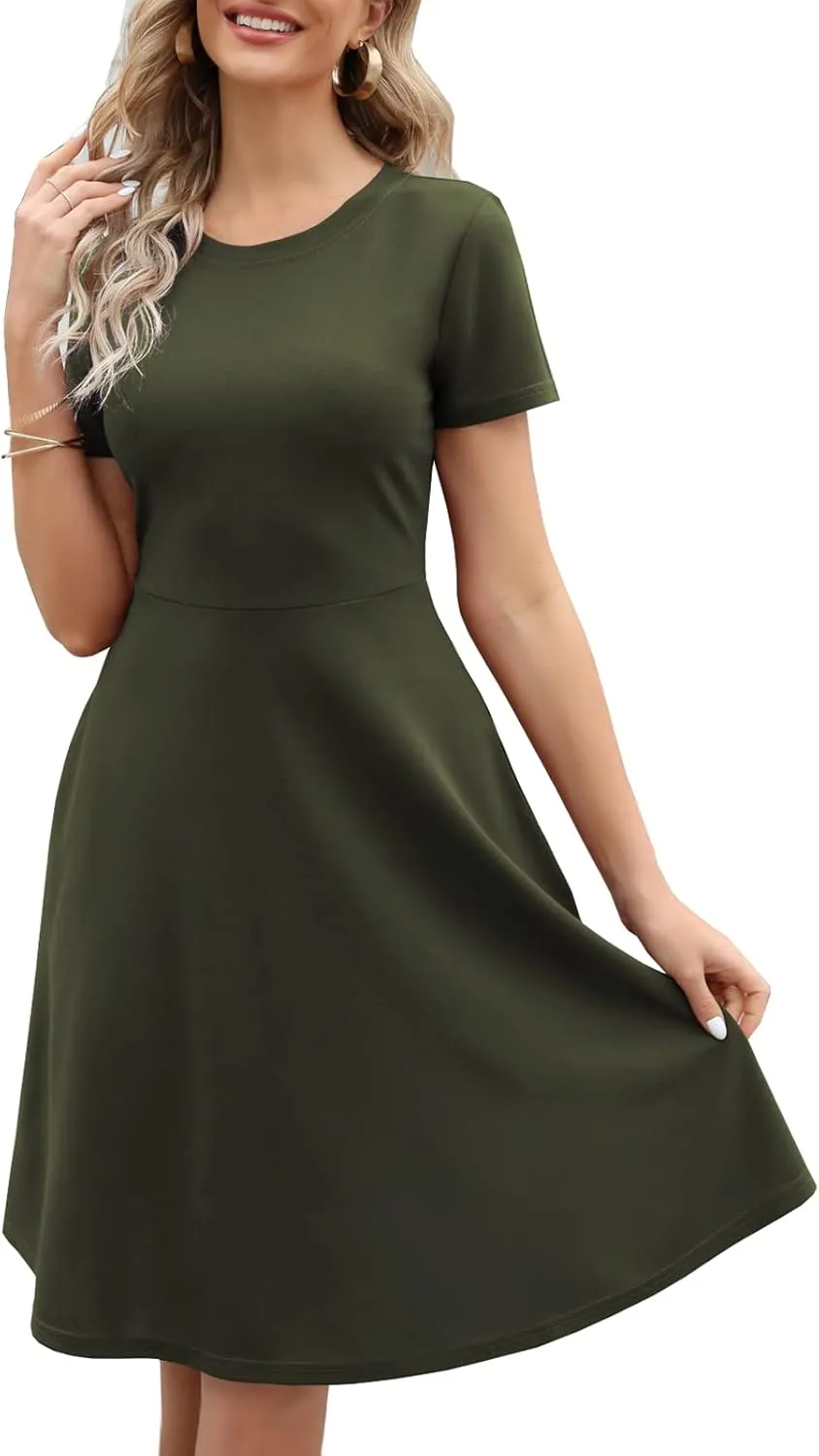 Women's Elegant Vintage 50s Office Casual Floral Print Work Party A-Line Swing Dress with Pockets 162