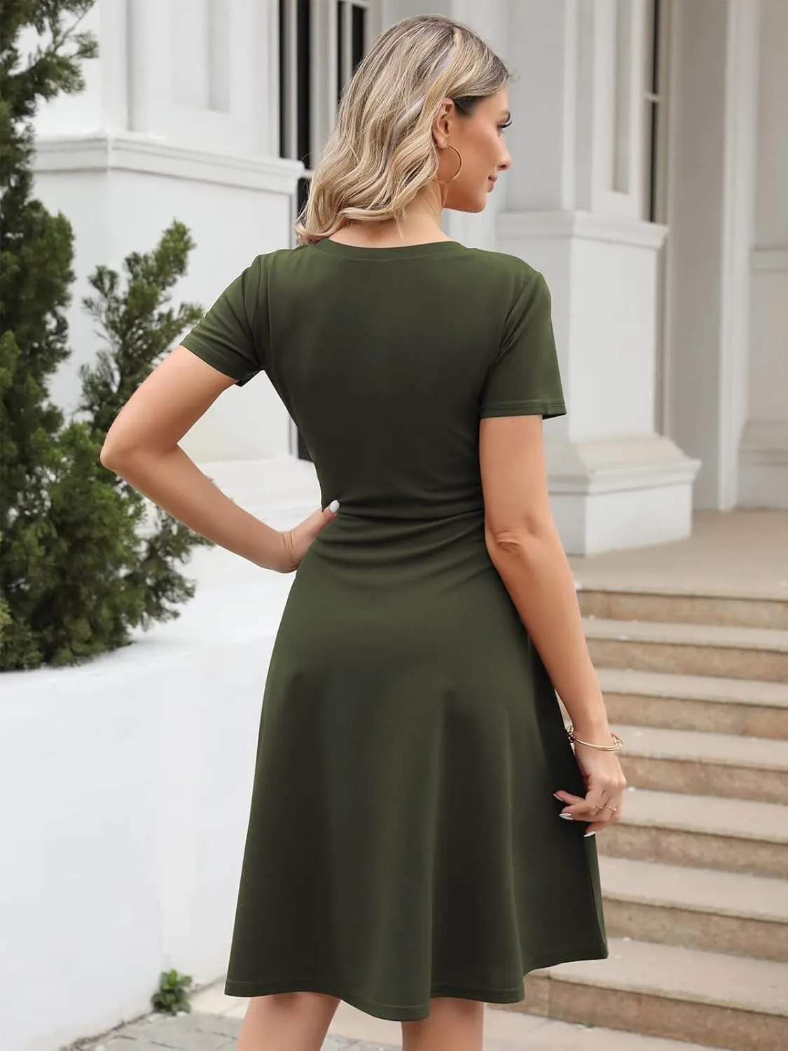 Women's Elegant Vintage 50s Office Casual Floral Print Work Party A-Line Swing Dress with Pockets 162