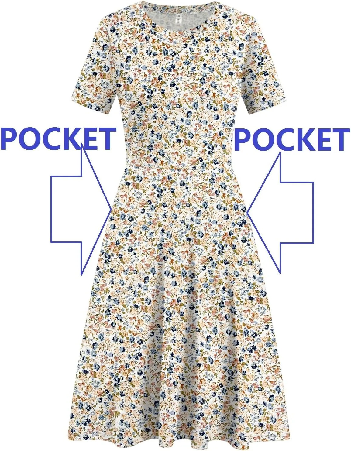 Women's Elegant Vintage Summer Casual Dresses 2025 Floral Print Work Party A-Line Dress with Pockets 262