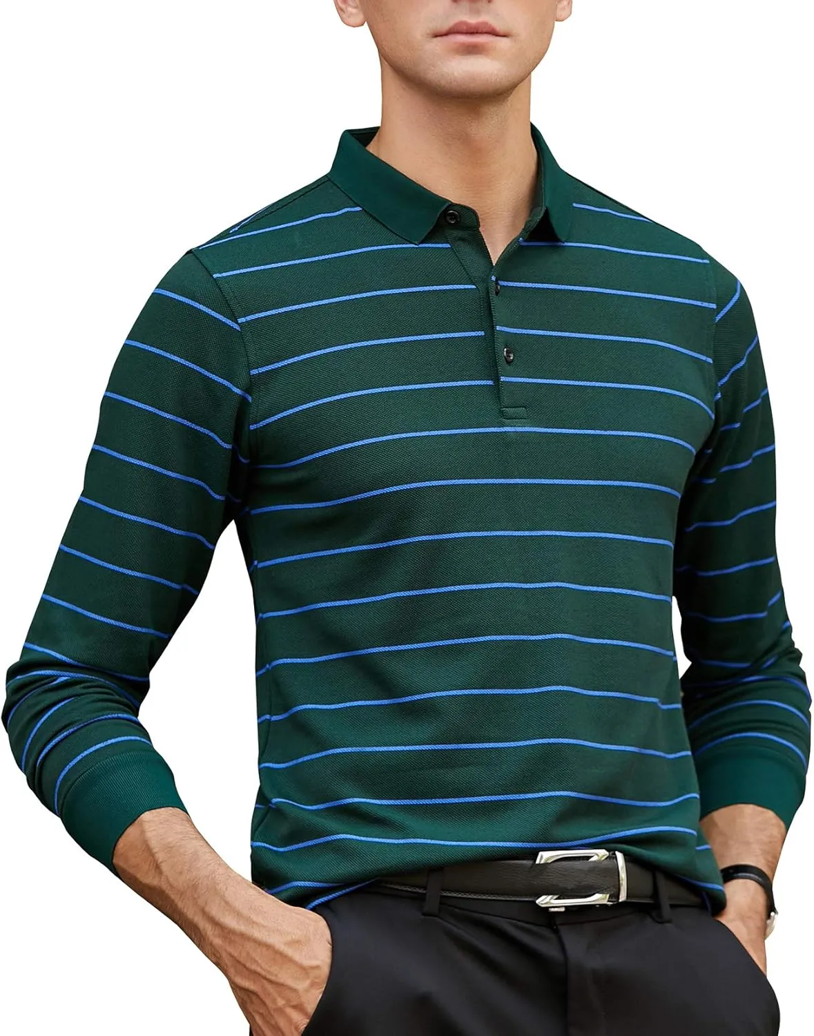 XTAPAN Men's Polo Shirt Casual Long Short Sleeve Classic Fashion Polo Cotton T Golf Sport Shirt