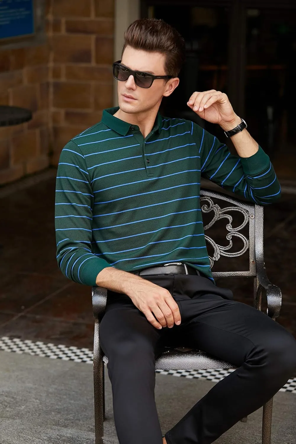 XTAPAN Men's Polo Shirt Casual Long Short Sleeve Classic Fashion Polo Cotton T Golf Sport Shirt