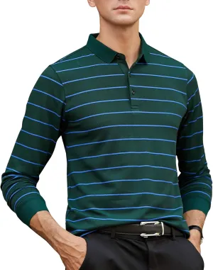 XTAPAN Men's Polo Shirt Casual Long Short Sleeve Classic Fashion Polo Cotton T Golf Sport Shirt
